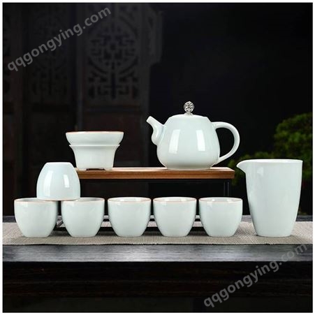 精美青白玉瓷陶瓷茶具 送礼佳品10件套茶具套装 可定制