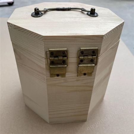定制茶叶食品木质包装盒 正八边形储物盒 实木烤色礼品盒