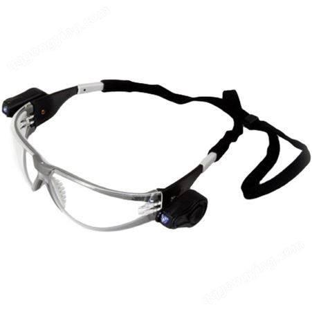 3M 11356防护眼镜带双射灯防雾侧翼照明光线角度可调节防紫外线