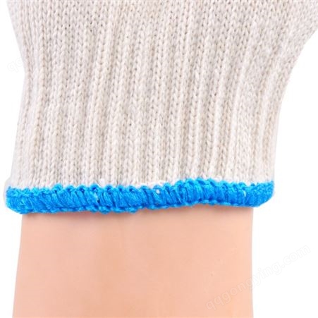 棉线手套灯罩棉线手套400g 蓝边细线劳保手套耐磨加厚