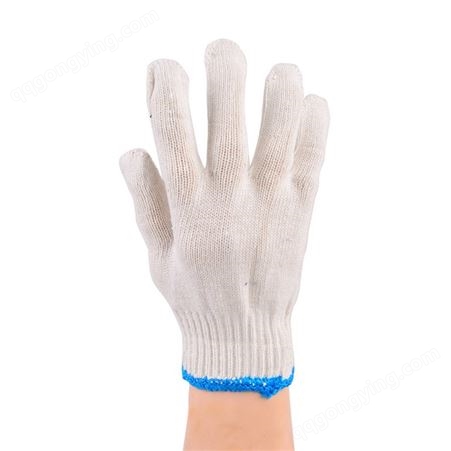 棉线手套灯罩棉线手套400g 蓝边细线劳保手套耐磨加厚