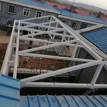 北京轻钢彩钢板房 人字架屋顶制作 钢架房