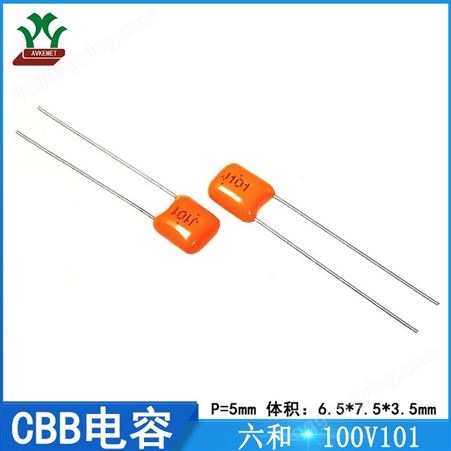 六和 NIS CBB100V101 聚酯膜 聚丙烯 金属化薄膜电容器 叠片型