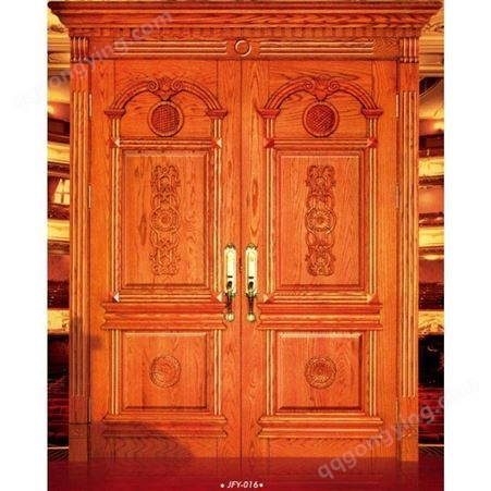 广东金富雅手工雕刻原木门优质定制欧式原木橡木门卧室门入户门