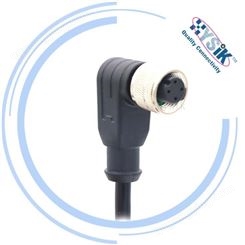 HYSIK激光传感器连接线 M12连接器 4芯带线PVC电缆线防水航空插头