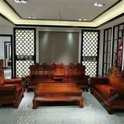 红木办公沙发类家具 刺猬紫檀和谐办公沙发