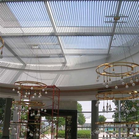 户外铝合金平板百叶采光楼顶遮阳电动梭形百叶窗翻板厂家定制安装