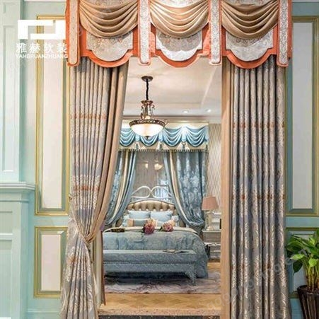 欧式客厅卧室书房窗帘 半遮光提花落地飘窗 雅赫软装 可定制