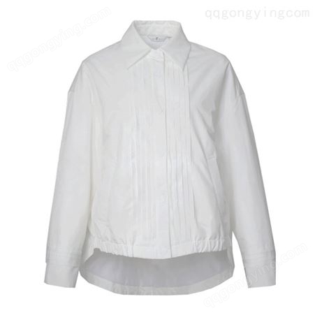 服装生产厂家批发 时尚短款白色宽松休闲薄款衬衫羽绒服外套